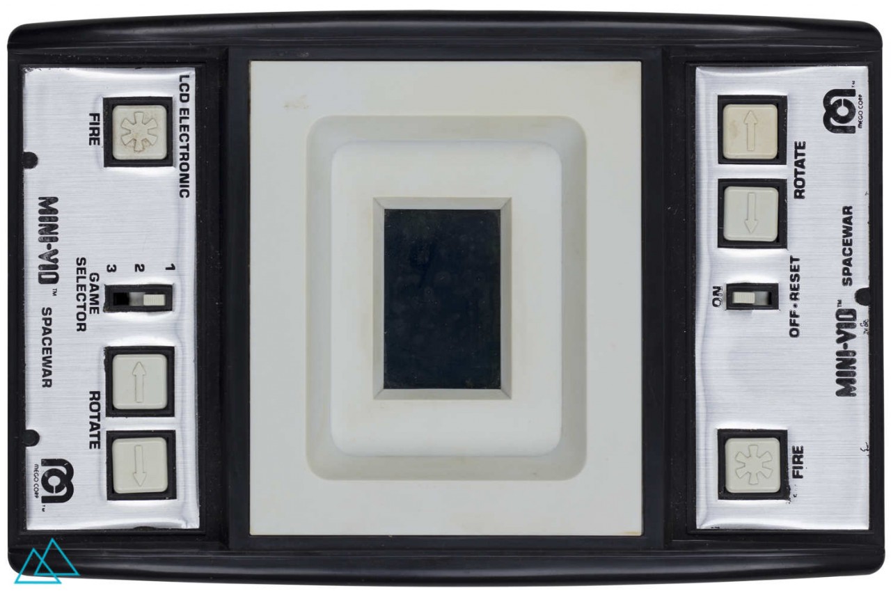 Top view of dedicated video game console handheld Mego Corp Mini-Vid Spacewar